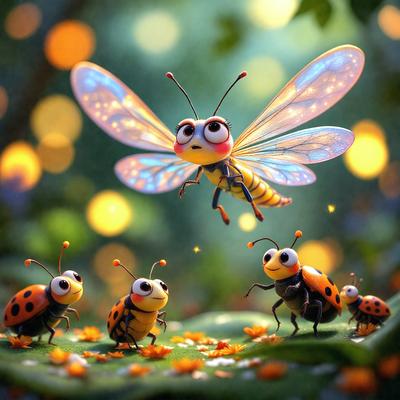 The primary subject of the image is a yellow and black butterfly flying over a field of flowers. The setting is a lush green field with a variety of flowers, creating a vibrant and colorful atmosphere. The visual style is a digital art or illustration, showcasing the butterfly's intricate details and the surrounding flowers. The colors and mood of the image are bright, cheerful, and full of life, as the butterfly soars through the beautiful floral landscape.